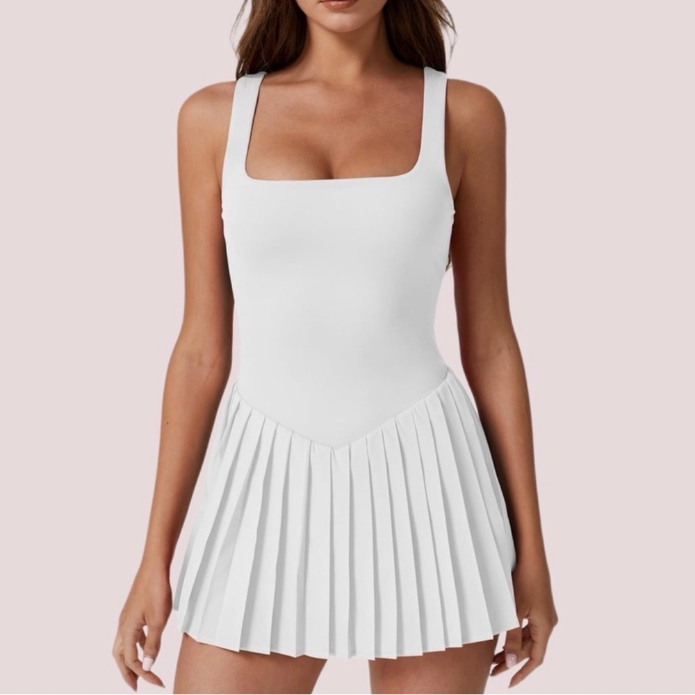 White Pleated Tennis Dress